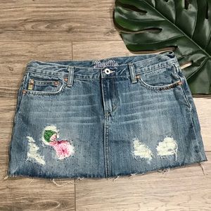 Miss Me |  Jean Skirt with Floral Designs Size L